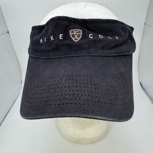 Vintage Nike Golf Hat Cap Visor Mens Black Strapback Y2K Embroidered Logo Golfer